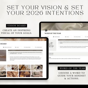 set your vision and your 2026 intentions, word of the year, aesthetic vision board