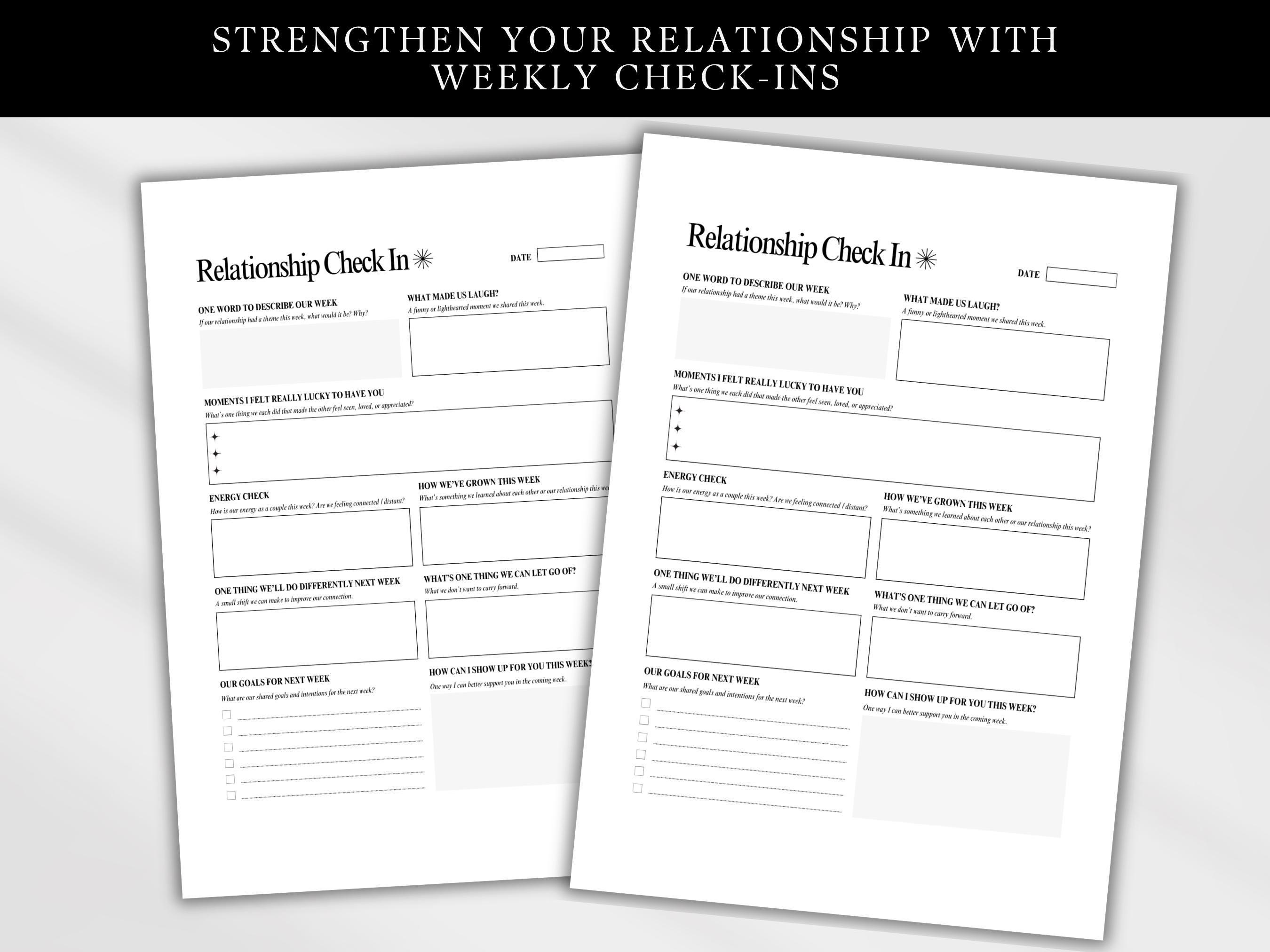 Relationship Check in Worksheet Printable Template Weekly Couples ...
