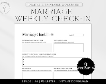 Marriage Check In Worksheet Printable Template Weekly Couples Meeting Marriage Check-In Reflection Relationships Journaling Goal Setting