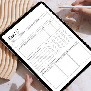 mockup on the tablet. Weekly planner