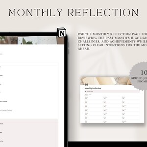 10 guided prompts for monthly reflection, monthly journaling, setting intentions and planning