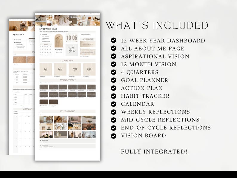 12 Week Year Planner Notion Template 2026 90 Day Goals Vision Board ...