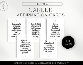 Career Affirmation Cards, Professional Growth, Job Search, Career Goals, Printable Affirmation Deck, Instant Download, Printable PDF
