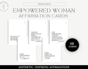 Empowered Woman Affirmation Cards, Positive Mindset, Personal Growth, Aesthetic Affirmation Deck, Spiritual, Instant Download, Printable PDF