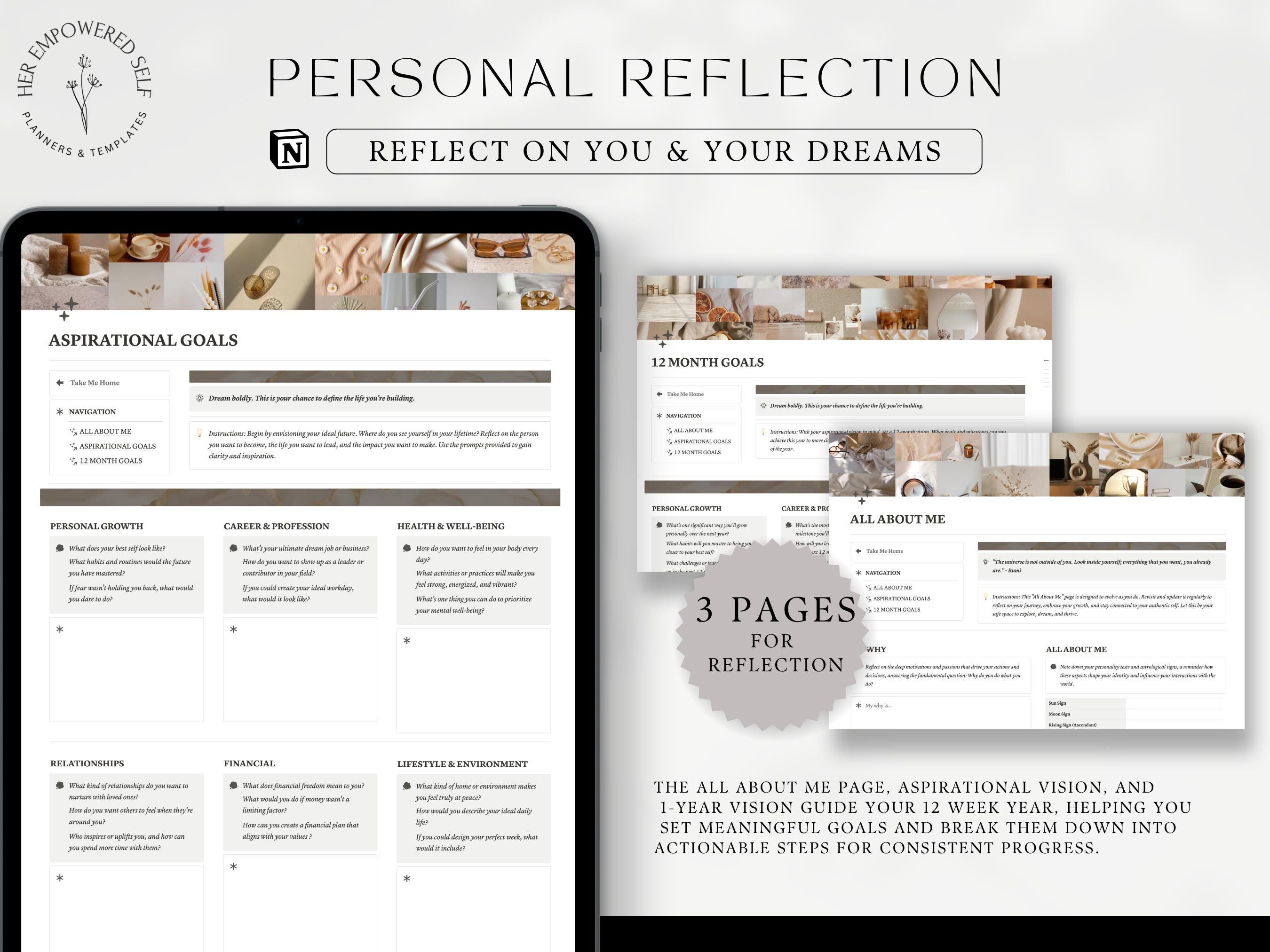 12 Week Year Planner Notion Template 2026 90 Day Goals Vision Board ...