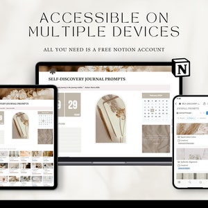 accessible on multiple devices, notion account, notion template, journal prompts