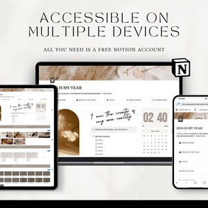 accessible on multiple devices, all you need is a free notion account, use on desktop, mobile, tablet, ipad