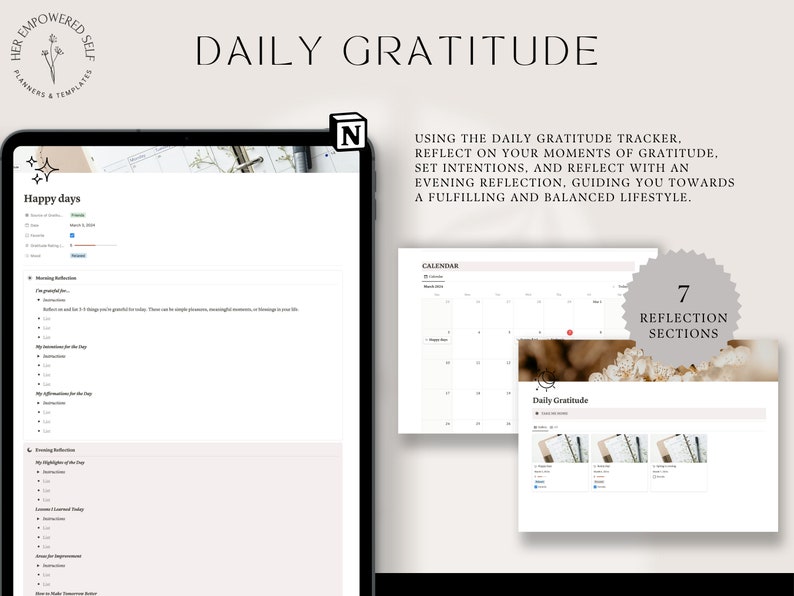 Daily gratitude page overlay,7 reflection questions for daily review