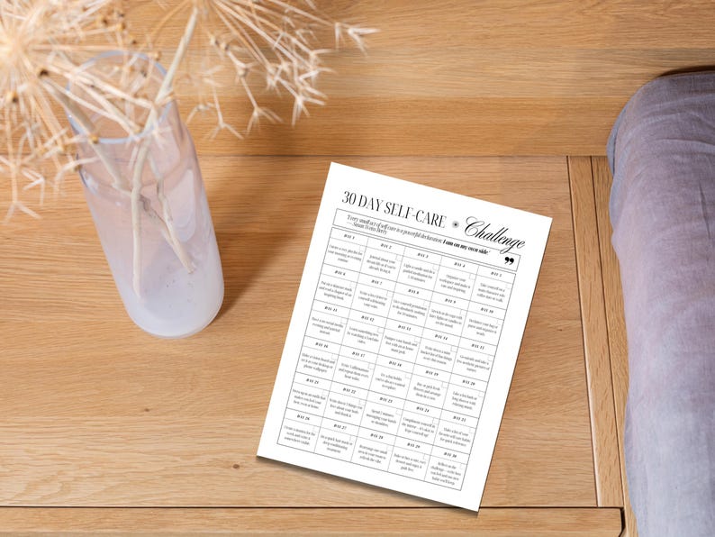 30 day self care challenge mock up on the desk