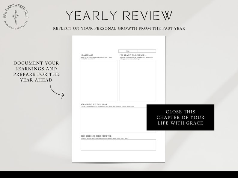 Document learnings, Letting go, Personal growth, instant printable