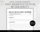 369 Manifestation Journal Printable Digital PDF 369 Method Template Law of Attraction Planner Aesthetic Manifestation Worksheet Fillable PDF