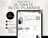 Blog Planner Notion Template Aesthetic Blogger Content Calendar Blog Template Content Planner Blogging Planner Content Planning for Bloggers