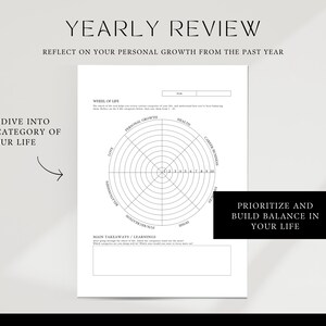 Yearly Reflection - Yearly Goal Review - Dive into your life - Wheel of Life