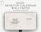 2025 Aesthetic Desktop Calendar Wallpapers with Affirmations - Digital Wallpaper - Minimalist Neutral - Mac & Windows - Set of 12 Months