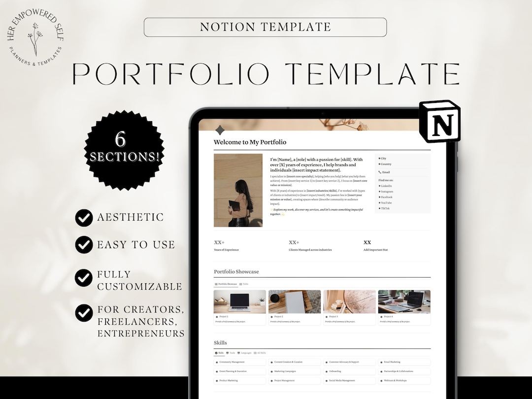 Notion Protfolio Example Notion Portfolio Template for Freelancers Entrepreneurs Creators ...