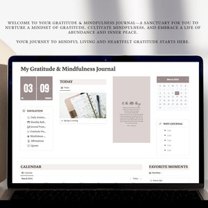 example of the gratitude journal, screenshot of the dashboard
