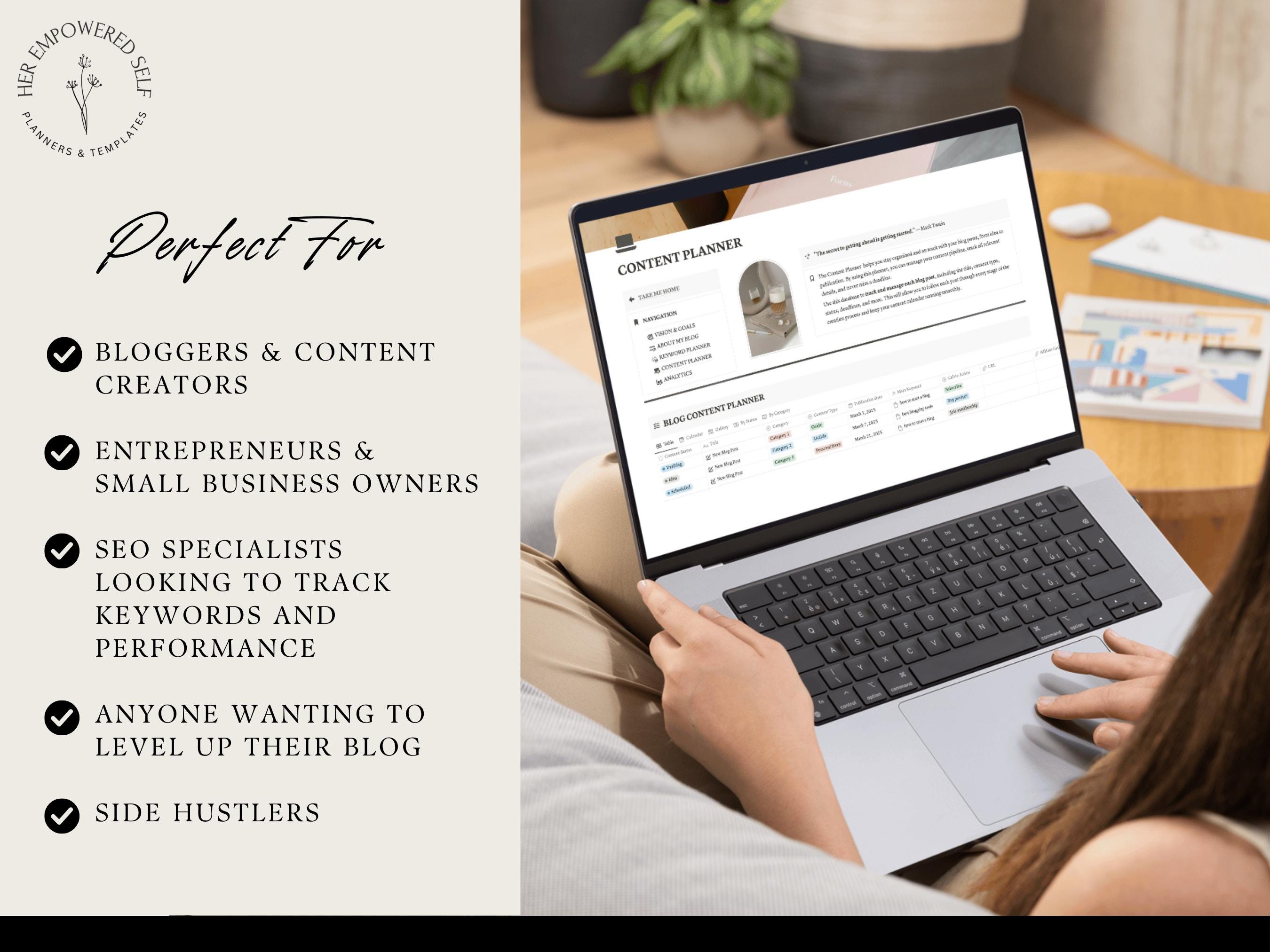 Blog Planner Notion Template Aesthetic Blogger Content Calendar Blog ...