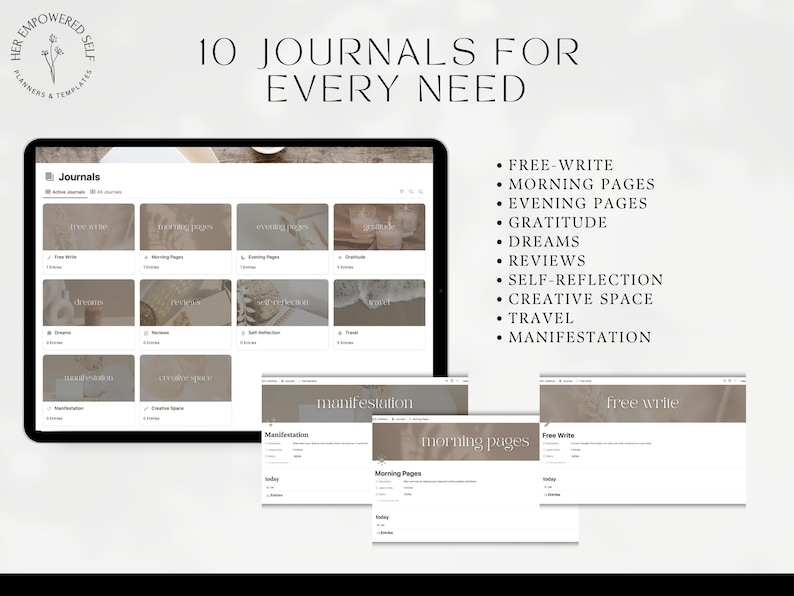 10 journals for every need, mockup of journals