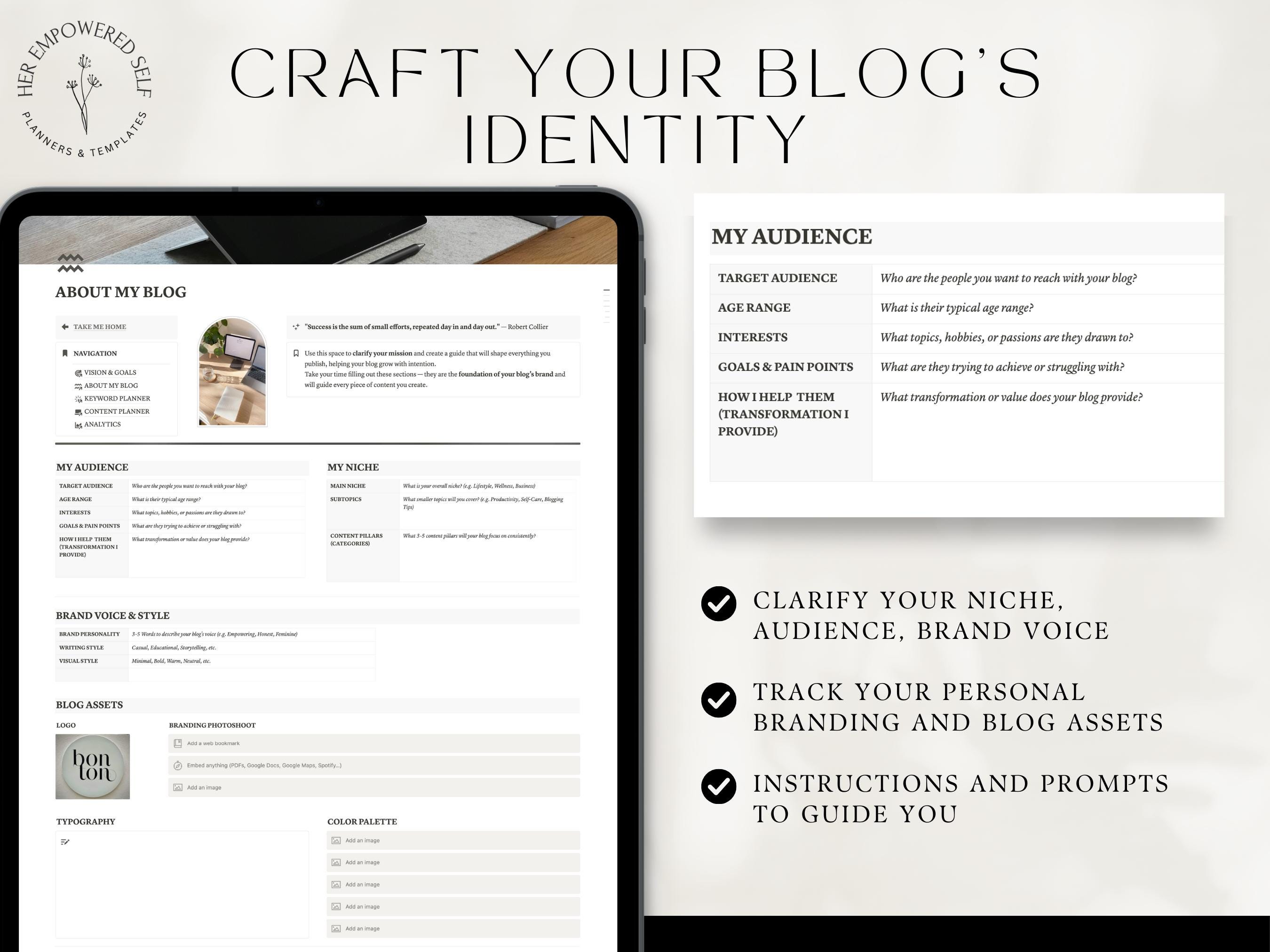 Blog Planner Notion Template Aesthetic Blogger Content Calendar Blog ...