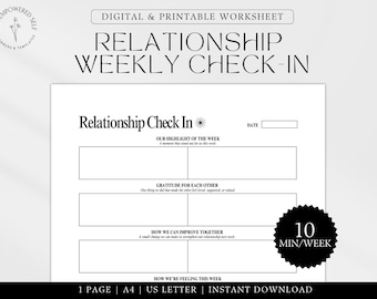 Relationship Check In Template Printable Weekly Marriage Meeting Check-In Worksheet Weekly Couples Therapy Meeting Relationship Reflection