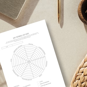 Wheel of Life Template, Self-reflection sheets, A4, US Letter, Journal Prompts, Coaching template, Guided prompts