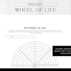 Wheel of Life Template, Self-reflection sheets, A4, US Letter, Journal Prompts, Coaching template, Guided prompts