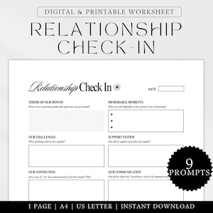 Relationship Check In Worksheet Printable Template Monthly Couples Meeting Marriage Check-In Reflection Relationship Journaling Goal Setting