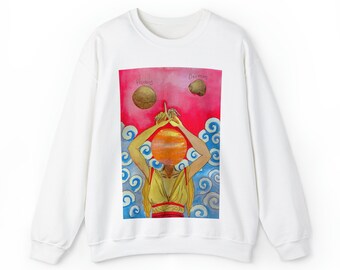 Mars and Her Moons by @XiuYingZZZ - Unisex Heavy Blend Crewneck Sweatshirt
