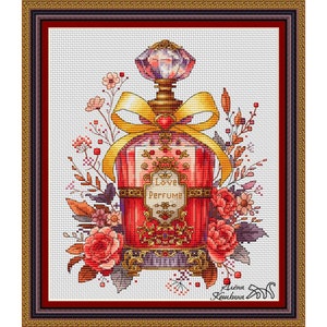 Patrón de punto de cruz Año Nuevo Navidad Vintage, perfume, antiguo, carta, postal, elegante, patrón, joyero, bronce