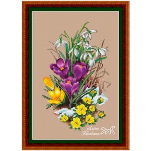 cross stitch pattern spring crocuses