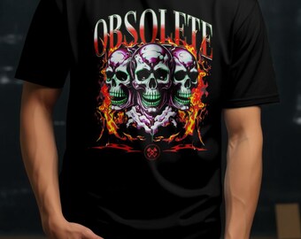 Obsolete PNG Design | Skull & Flames Sublimation File | Edgy Digital Download for Shirts, Stickers, and More