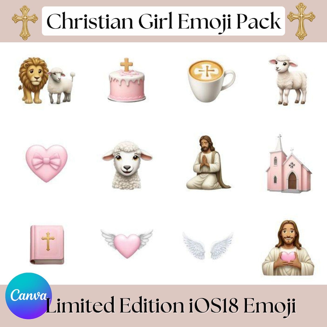 Roze christelijk meisje emoji-set | iOS18 iPhone-pictogrammen (digitale  png-download) - Etsy België, image size:1080x1080