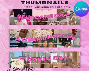 Editable YouTube Thumbnail Templates: Lifestyle Canva Branding Kit (Digital Download)