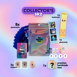Stray Kids Collector's Mystery Photocard Pack: Bias, Holo, SKZOO Stickers, Bookmark, Photostrip