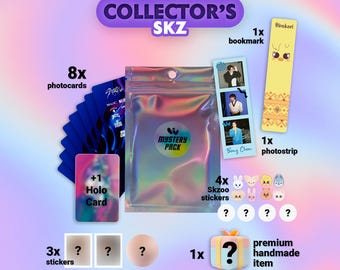 Stray Kids Collector's Mystery Photocard Pack: Bias, Holo, SKZOO Stickers, Bookmark, Photostrip