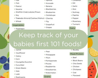 Baby's First 101 Food's Chart - Vegan/Vegetarian