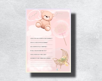Personalized prediction card for a girl's Baby Shower
