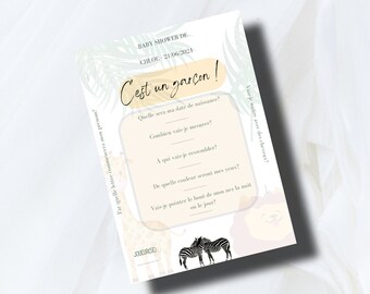 Personalized prediction card for a boy's Baby Shower