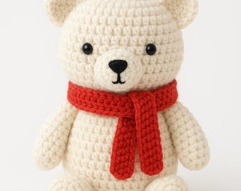 Polar Bear Crochet Pattern – Amigurumi PDF – Easy Beginner – Winter Animal Toy – DIY Plush Tutorial