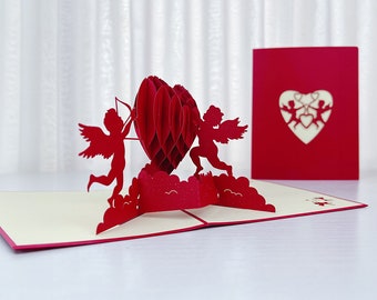 Cupid Heart Card-Valentines Day-3D Pop up Card-New Personalized Invitation-Love- Engagement- Anniversary's Day -Wedding Card -Valentines Day