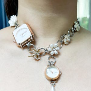 Punk Style Statement Necklace with Vintage Watch, Chains & Star Charms, Edgy Retro Jewelry Gift for Her, Bold Fashion Accessory, Y2K Jewelry