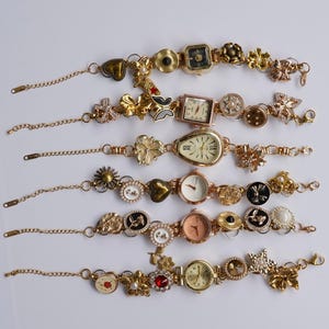 Y2K Aesthetic Watch Bracelet, Shiny Metallic Clock and Star Charm Bracelet, 2000s Nostalgia Jewelry, Cute Button Watch Gift for Her