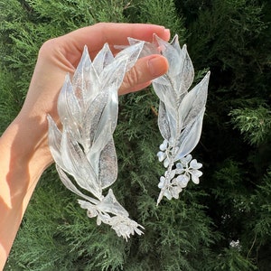 Leafy and Floral Bridal Headband, Leafy Hairpiece, Leaves Hair Tiara, Wedding Leafy Crown, Pearl Leafy Headpiece, Wedding Headband