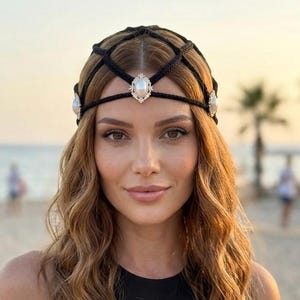 Boho Macrame Hair Net with Cowrie Shells, Crochet Festival Cap, Beaded Summer Headpiece