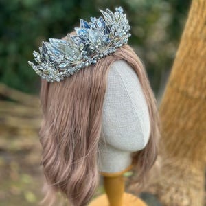 FAIRY | Wedding Fairy Crown, Silver Leaf Crown, Princess Pink Crown, Bride Blue High Headband, Fairy Leaf Princess Headband