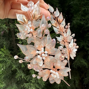 SAKURA (サイド) | 桜ブライダルヘッドバンド、桜の花のヘアピース、桜のヘッドピース、花のウェディングヘッドピース、カラフルな桜の花のヘッドバンド