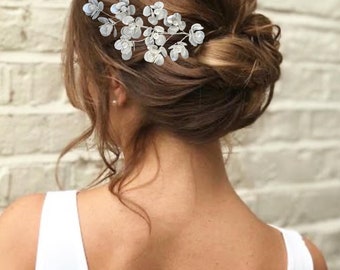 Floral Bridal Hairpin, Blossom Side Headpiece, Bride Floral Accessories, Wedding Floral Dual Accessories, Floral Bun Accessory