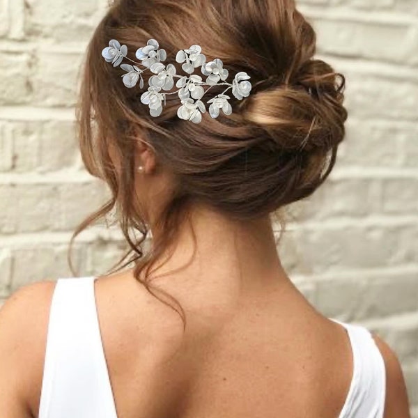 Floral Bridal Hairpin, Blossom Side Headpiece, Bride Floral Accessories, Wedding Floral Dual Accessories, Floral Bun Accessory