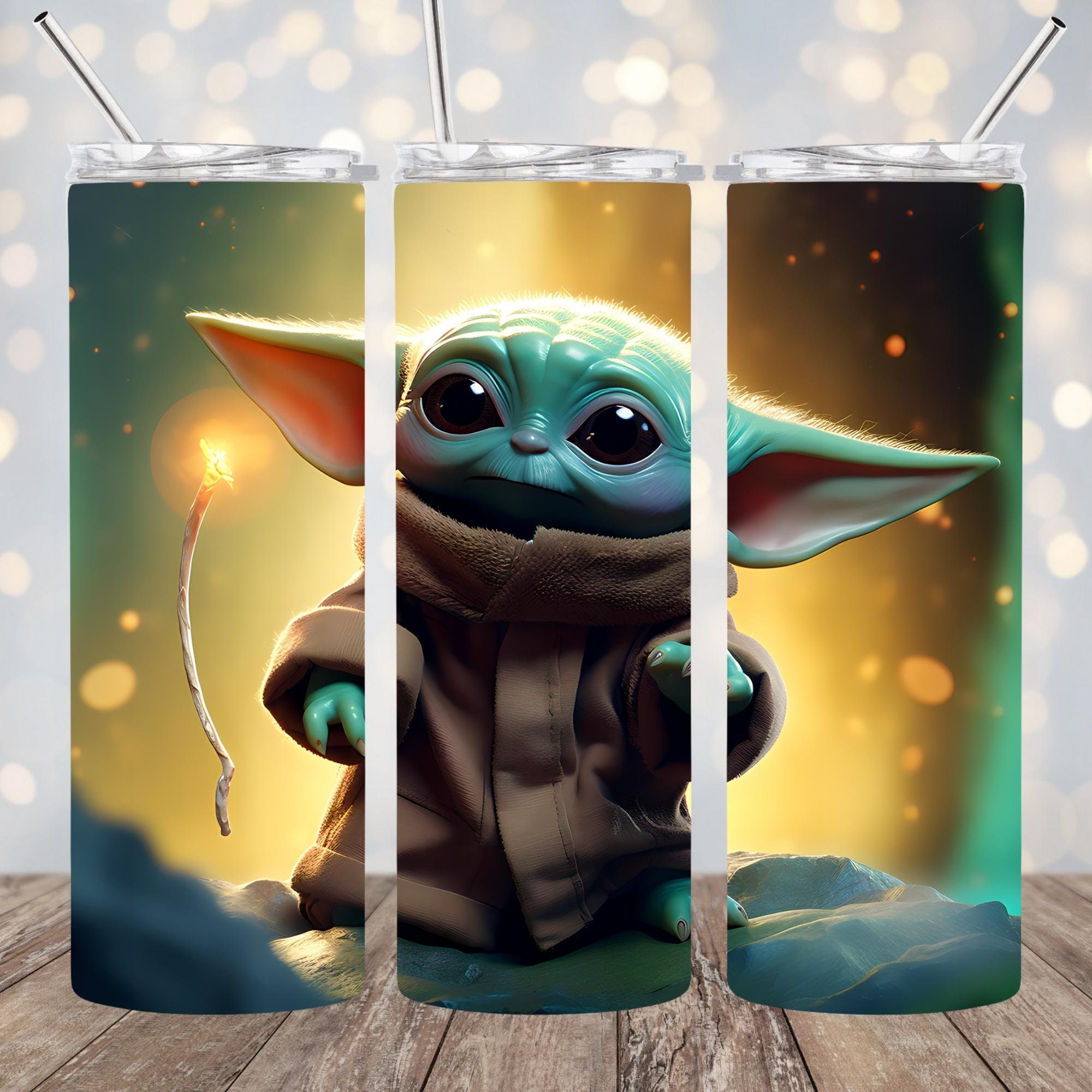 30 3D Baby Yoda Tumbler Wrap Bundle, 20oz Skinny Tumbler Sublimation