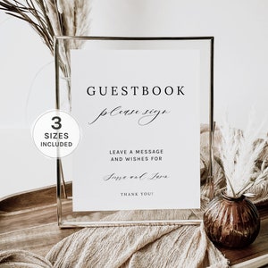 Please Sign Our Guestbook Sign, Wedding Guestbook Sign, Guestbook Sign Template, Wedding Signs, Modern Minimalist, Wedding Signage, 001